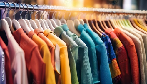 Wallpaper Mural close up of colorful clothing on hangers in a retail store Torontodigital.ca