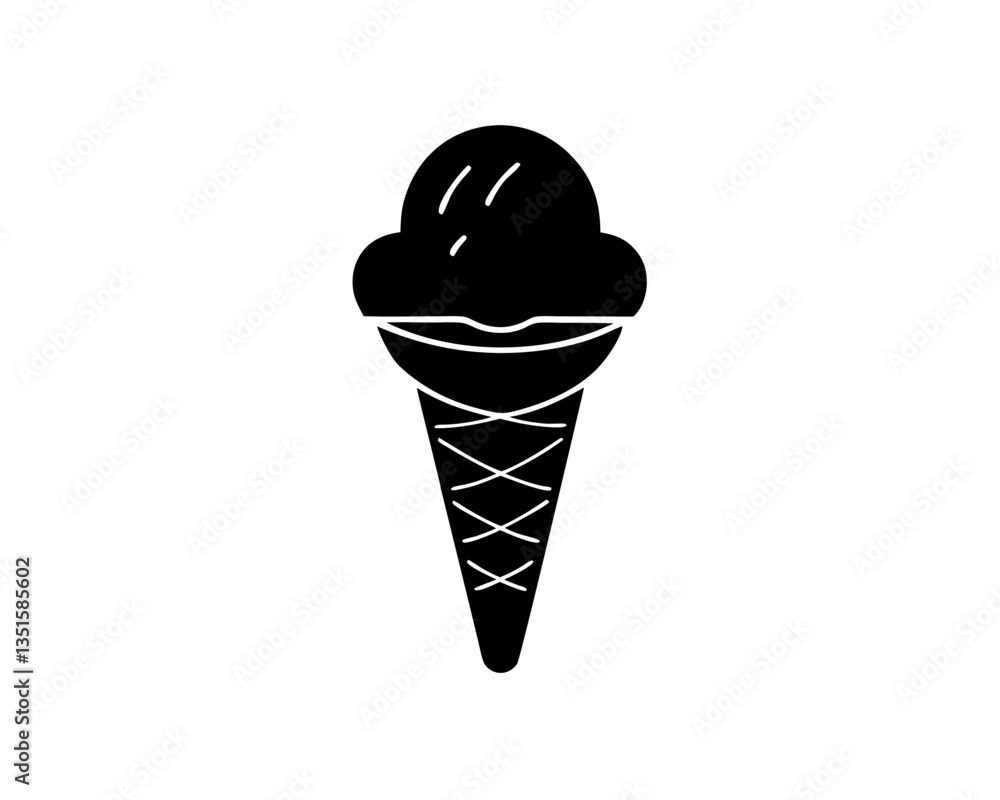 creative details Ice Cream Cone with a Tiny Surfboard Stuck in It Icon vector illustration creative details Ice Cream Cone with a Tiny Surfboard Stuck in It Icon vector illustration