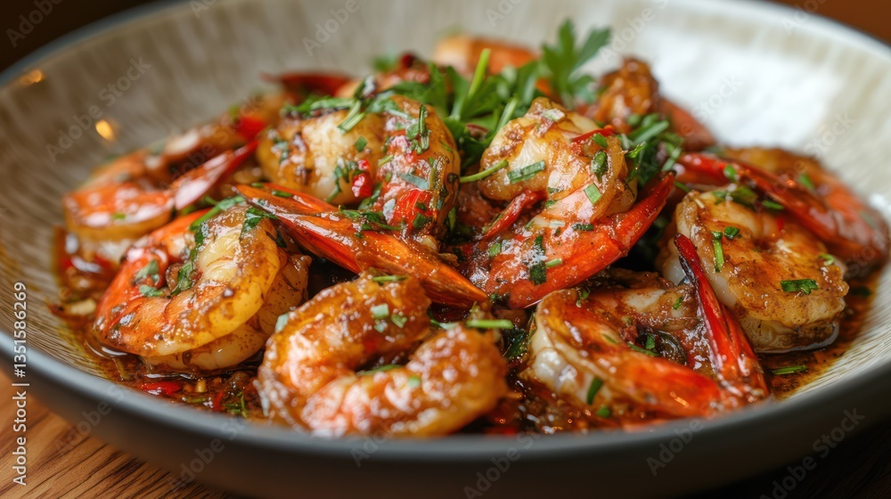 Spicy Shrimp Stir-Fry in Bowl Spicy Shrimp Stir-Fry in Bowl