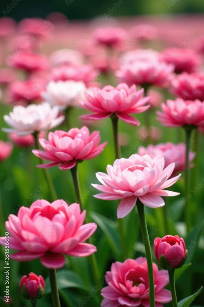 Pink and white ranunculus flowers create a colorful field, garden, spring flowers Pink and white ranunculus flowers create a colorful field, garden, spring flowers