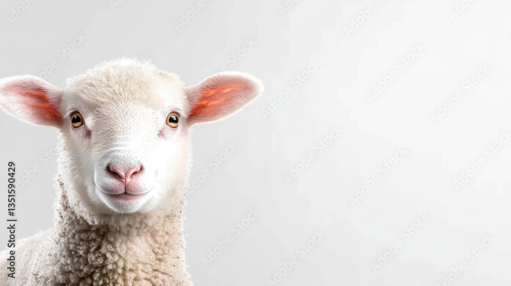 Fototapeta premium Adorable Lamb Portrait: A Fluffy Friend