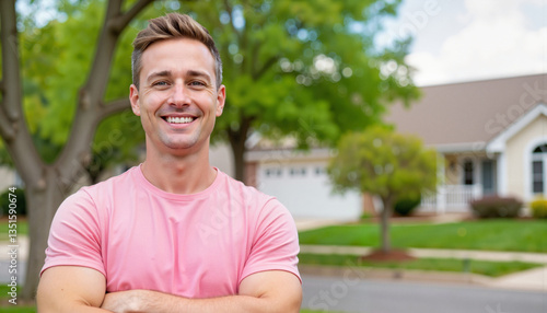 Friendly carpet cleaning expert promoting local services in neighborhood