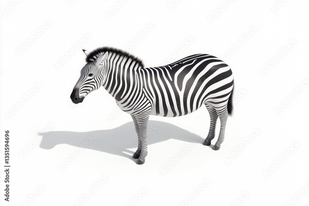 Fototapeta premium Side view of a zebra against white background