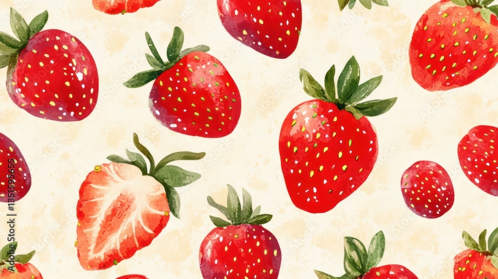 Fresh Strawberry Watercolor Pattern Fresh Strawberry Watercolor Pattern