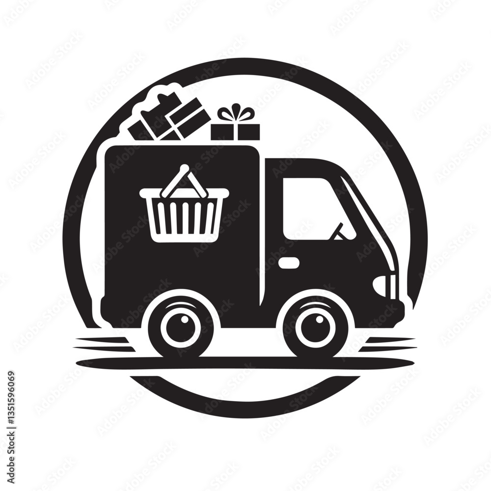 Vector illustration of a delivery truck icon on a white background Vector illustration of a delivery truck icon on a white background