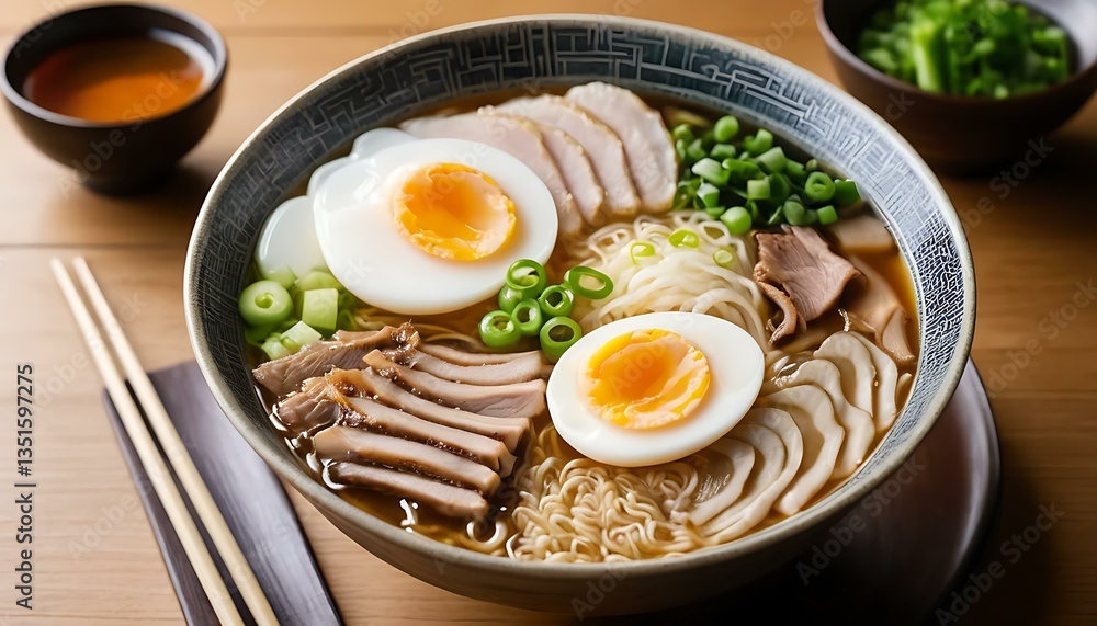 Delicious Chicken Ramen with Soft Boiled Eggs: Authentic Japanese Noodle Soup Delicious Chicken Ramen with Soft Boiled Eggs: Authentic Japanese Noodle Soup