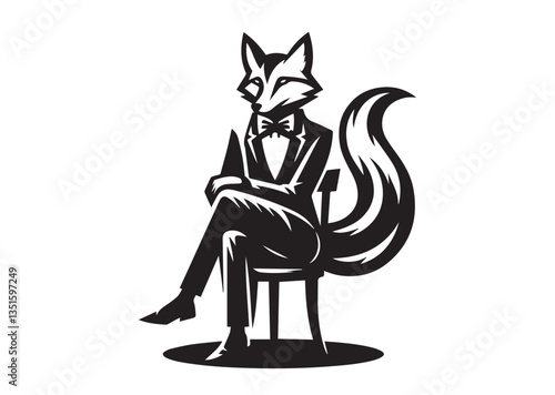 Pet wearing suit silhouette vector