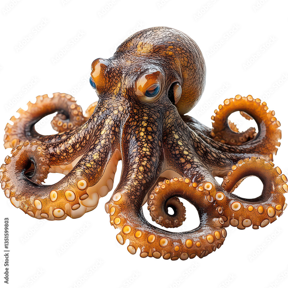 Obraz premium Common Octopus isolated on transparent background, PNG