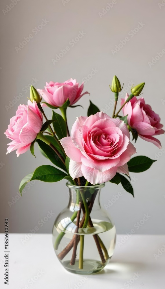 Obraz premium Pink and white flowers in a vases as Christmas centerpiece, pink blossoms, centerpieces