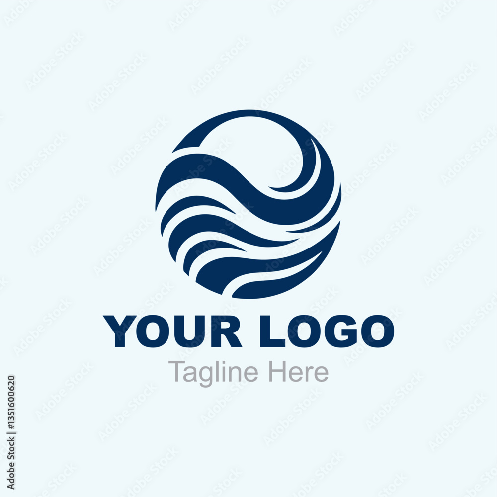 modern logo With a blue wave design in a circle. modern logo With a blue wave design in a circle.