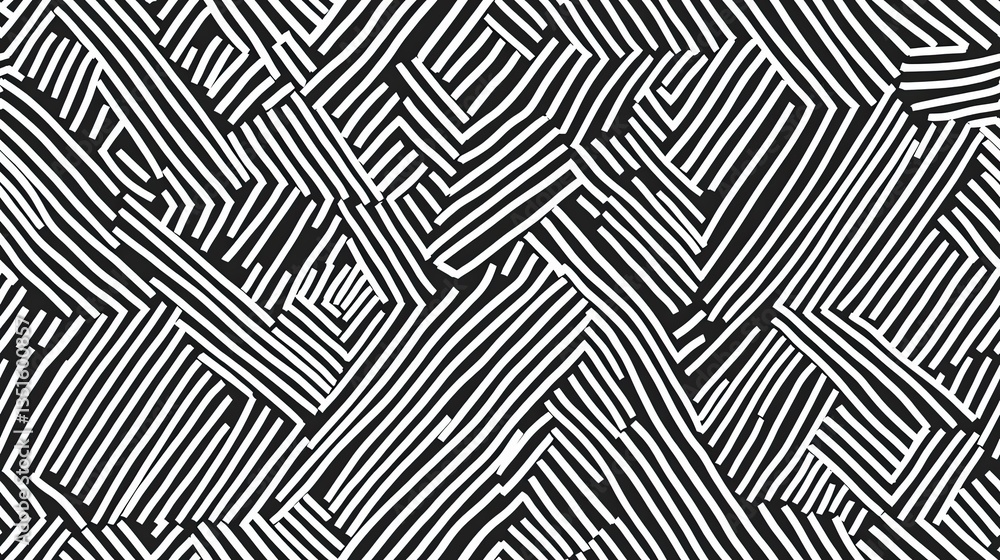 Geometric Black and White Stripe Lines Create an Abstract Triangle and Hexagon Patterned Background in Retro Style Geometric Black and White Stripe Lines Create an Abstract Triangle and Hexagon Patterned Background in Retro Style