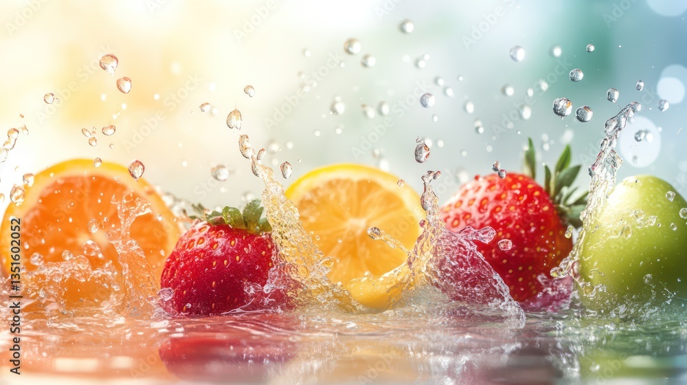 Colorful fruits splashing in water Colorful fruits splashing in water