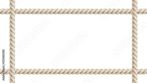 Rope frame on white background. Realistic vector illustration.