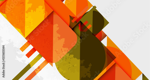 Squares, circles and triangles and grainy noisy texture. Vector Illustration For Wallpaper, Banner, Background, Card, Book Illustration, landing page
