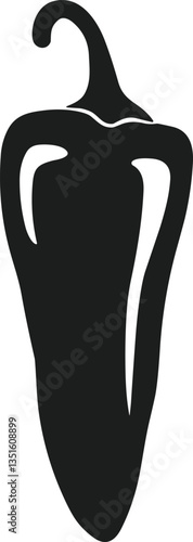 Black Silhouette Chili Pepper Vector - Minimalist Spicy Pepper Illustration