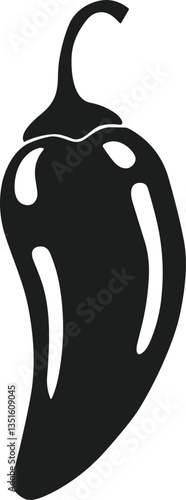 Black Chili Pepper Silhouette Vector - Spicy Food Icon