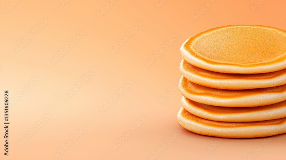 Stack of Golden Brown Pancakes on Smooth Beige Background with Soft Lighting Stack of Golden Brown Pancakes on Smooth Beige Background with Soft Lighting