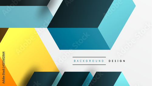 Sleek abstract design featuring isometric 3D blocks in a clean, modern composition. Perfect for tech-inspired themes, with vibrant colors and geometric precision