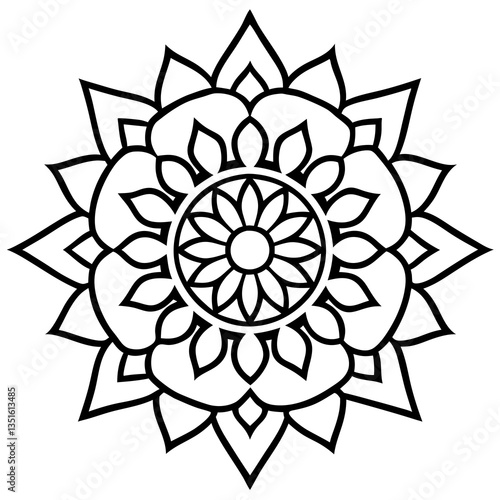 Celestial Mandala: A detailed and symmetrical mandala design, showcasing intricate patterns and radial symmetry, evoking a sense of balance and spiritual contemplation. 