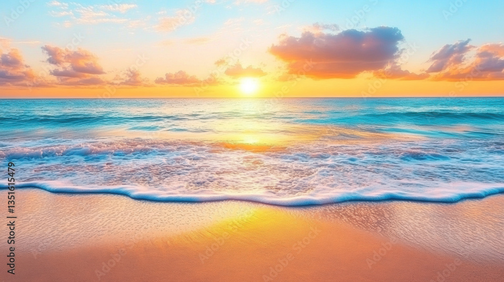 serene beach scene at sunset, with gentle waves lapping at shore, creating tranquil atmosphere serene beach scene at sunset, with gentle waves lapping at shore, creating tranquil atmosphere