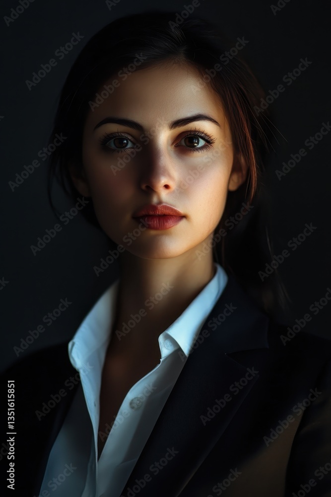 Professional Elegance: A portrait of a poised and confident business professional, radiating sophistication and authority. The subject wears a sharp suit and confident gaze. Professional Elegance: A portrait of a poised and confident business professional, radiating sophistication and authority. The subject wears a sharp suit and confident gaze.