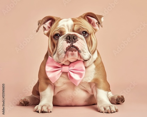 No Bull Funny Dog: A Comical Canine with Bow, A Cute Domestic Animal
