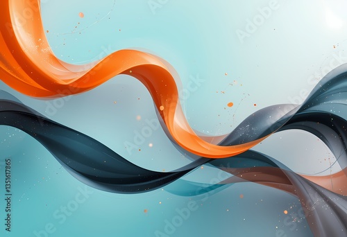 Dynamic orange and blue abstract waves background