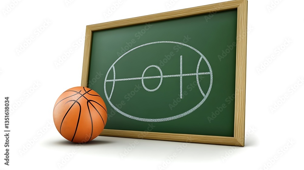 Fototapeta premium Basketball court plan chalkboard.