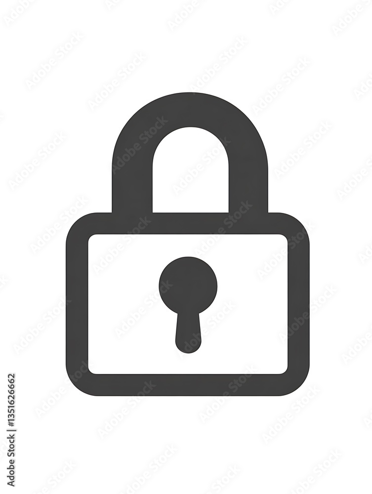 A simple minimalist illustration of a closed grey padlock symbol A simple minimalist illustration of a closed grey padlock symbol