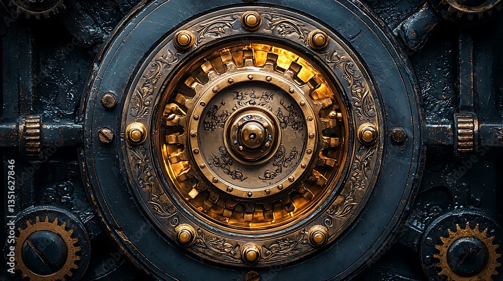 Fototapeta premium Retro inspired gear mechanism high resolution picture
