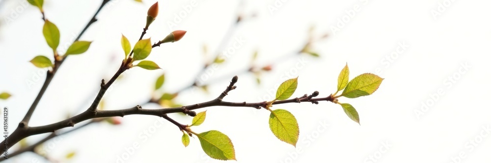 Isolated branches on a white background, with leaves and buds, against a bright light source, isolated, botanical Isolated branches on a white background, with leaves and buds, against a bright light source, isolated, botanical