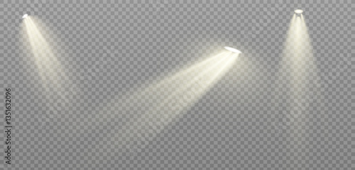 Vector light on isolated transparent background. Sun, rays of light png. Magic glow, golden light png.