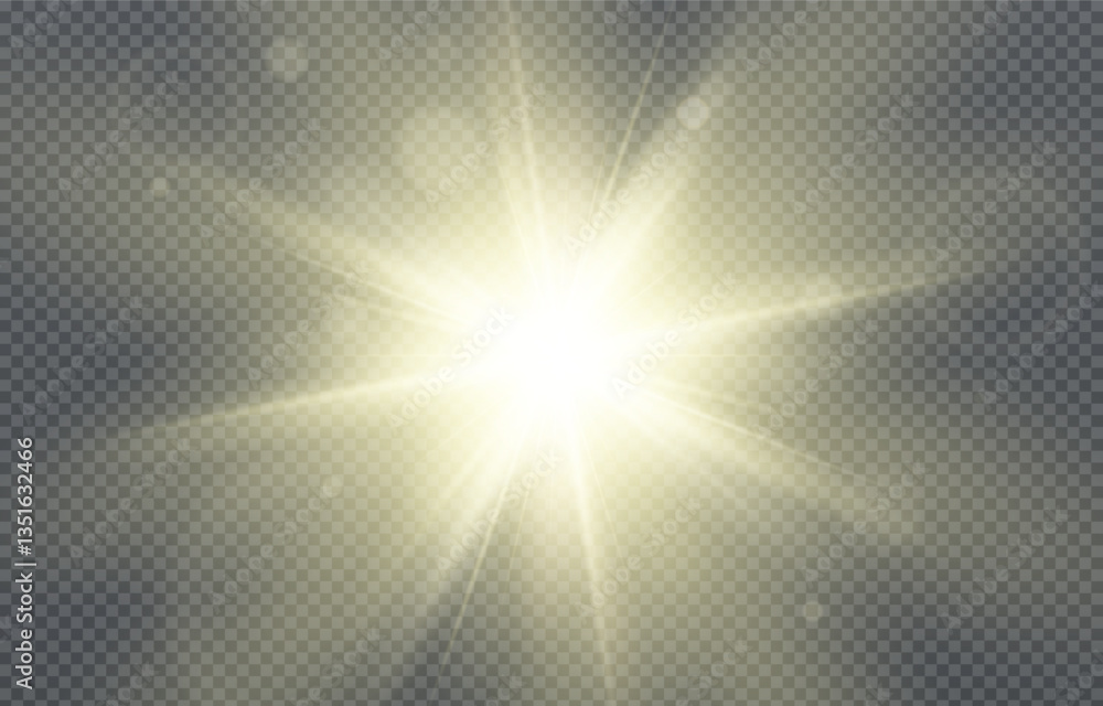 Vector light on isolated transparent background. Sun, rays of light png. Magic glow, golden light png. Vector light on isolated transparent background. Sun, rays of light png. Magic glow, golden light png.