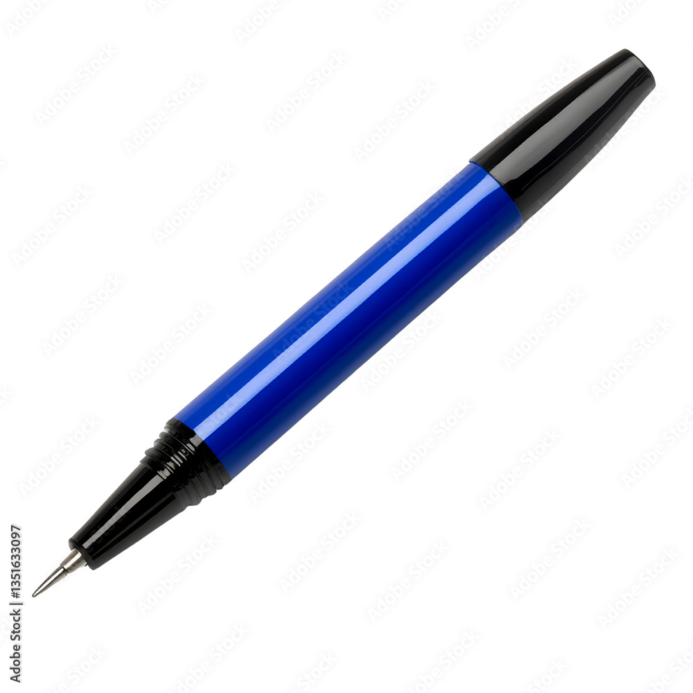 A photo of a whiteboard marker with blue ink and a black pen on a transparent background A photo of a whiteboard marker with blue ink and a black pen on a transparent background