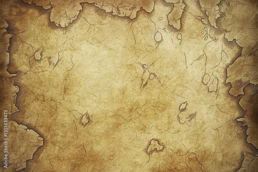 Fototapeta premium An Old Parchment Paper Document Depicting a Map Layout Illustration