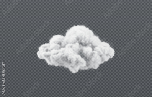 Vector realistic cloud, smoke or fog on isolated transparent background. Cloud png. Smoke png