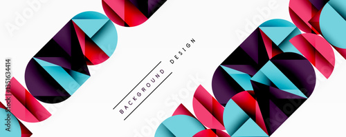 Abstract geometric pattern with intersecting circles and triangles in gradients. The high-contrast composition creates depth and a dynamic, modern aesthetic