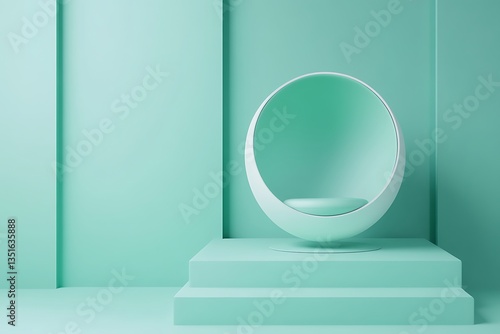Mint Green Minimalist Room Design with Modern Chair