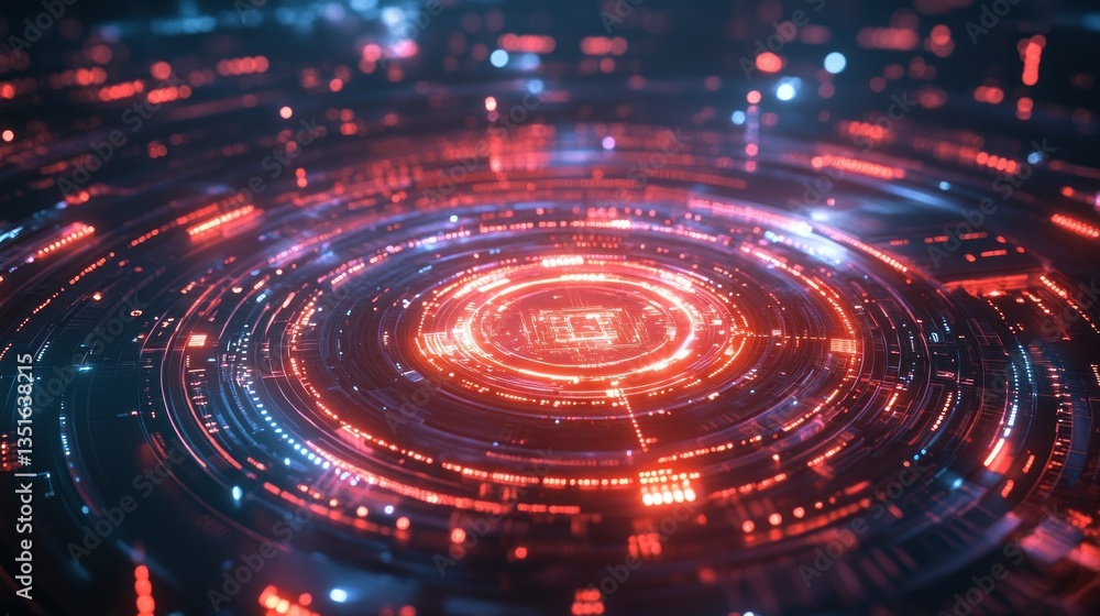 Obraz premium Abstract glowing circular interface in dark background