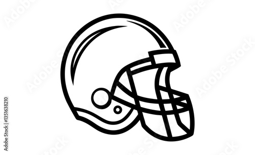 American football helmet silhouette, sports safety gear vector icon
