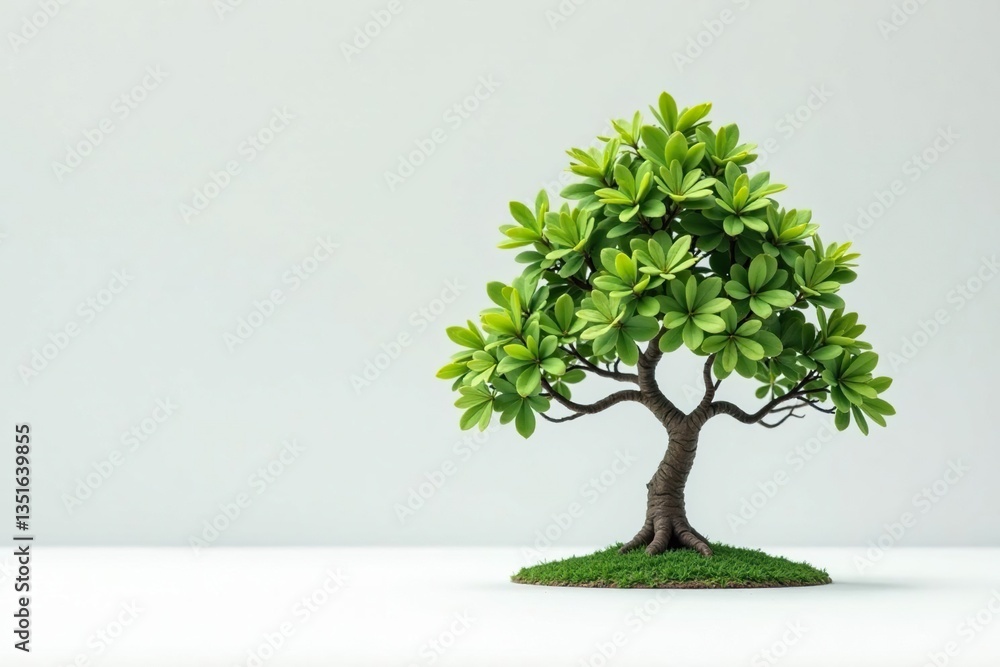 Fototapeta premium Lone sapling against pure white, showcasing intricate details , white, fresh, studio