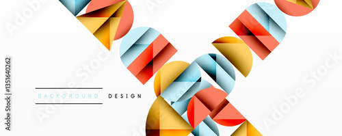 Abstract geometric pattern with intersecting circles and triangles in gradients. The high-contrast composition creates depth and a dynamic, modern aesthetic