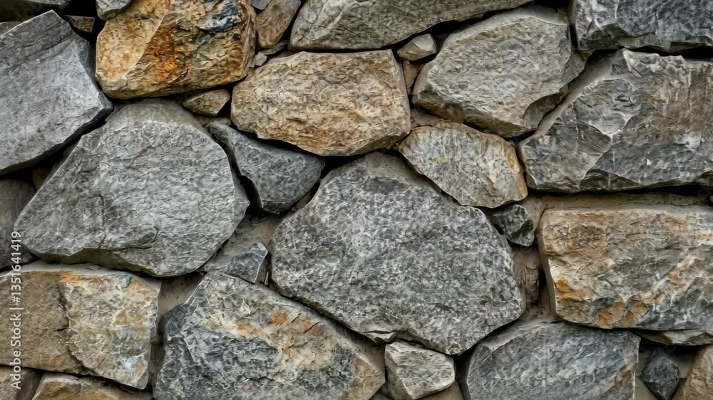 Natural stone wall showcasing diverse textures and colors from various rock types in a rustic setting Natural stone wall showcasing diverse textures and colors from various rock types in a rustic setting