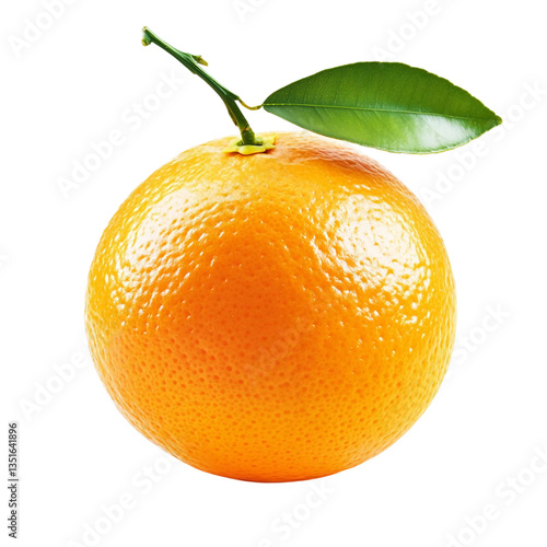 Orange with leaf isolated.
