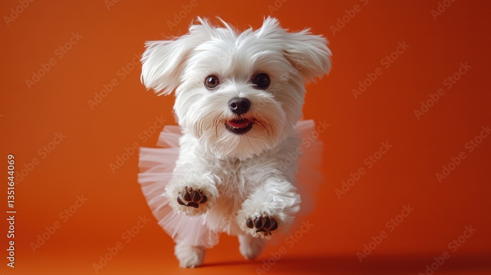 White Dog in Tutu Jumpsuit, Orange Studio White Dog in Tutu Jumpsuit, Orange Studio