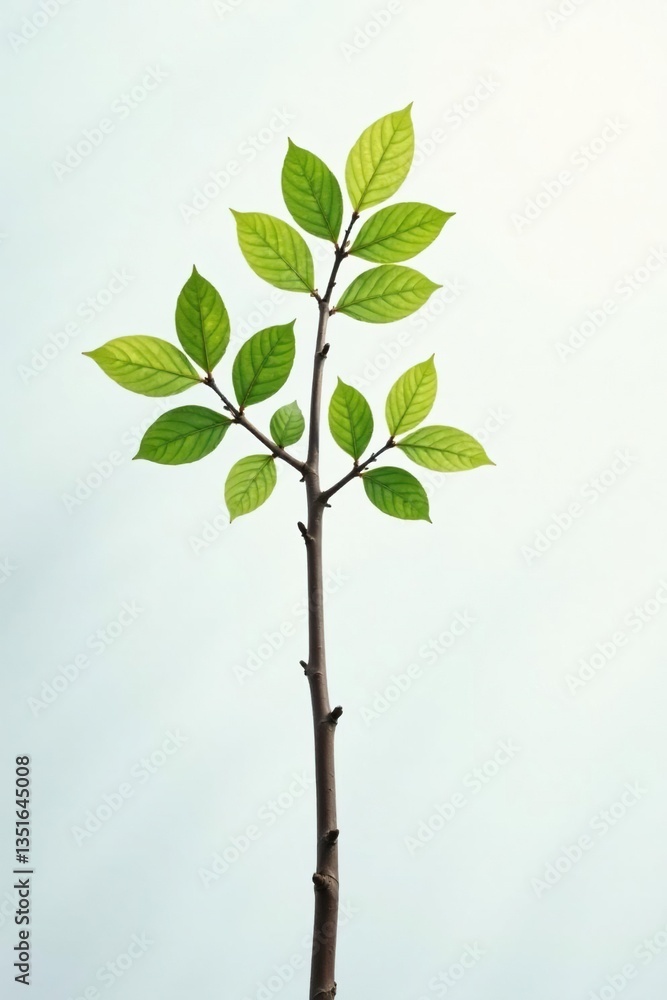 Fototapeta premium A lone branch against a white background with soft focus, branch, texture