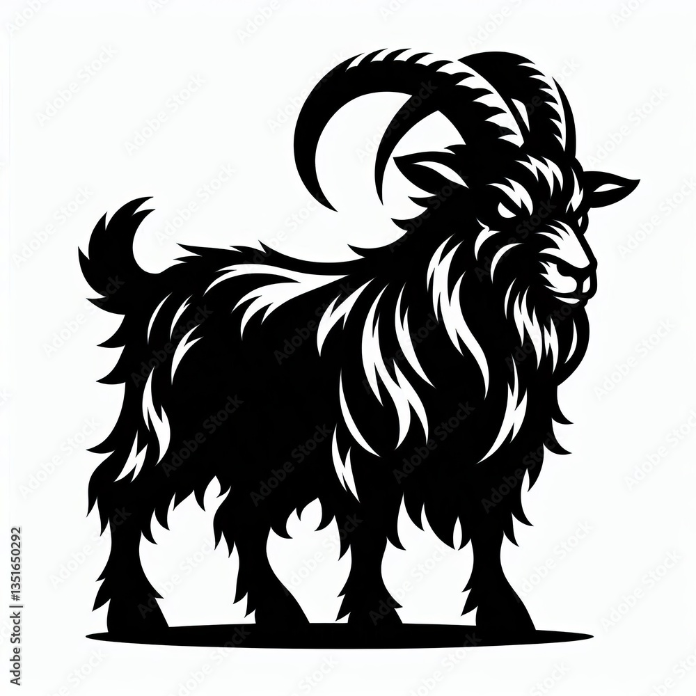 Fototapeta premium Vector illustration of a black silhouette goat