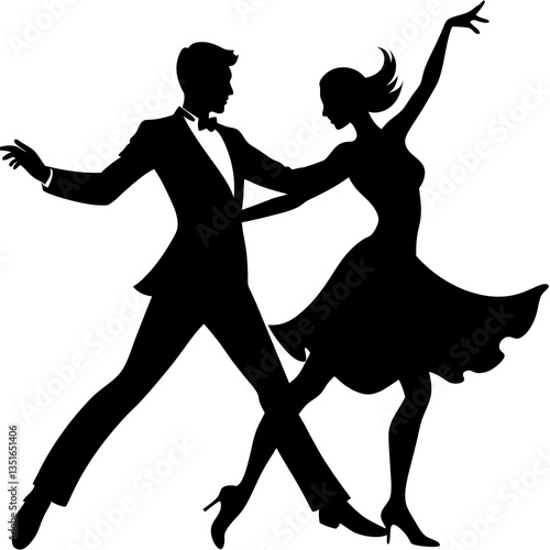 Black silhouette of a dancing couple