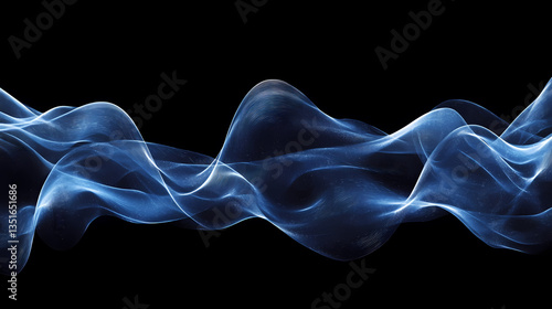 Obraz na płótnie Flowing blue waves on a black background creating a dynamic effect w salonie