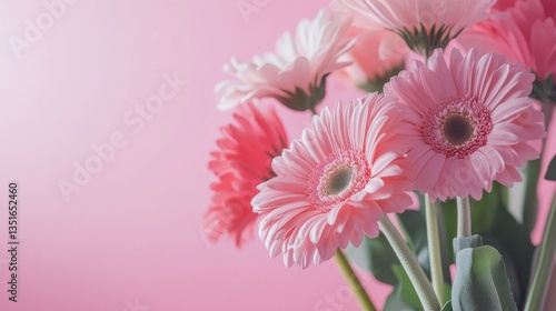 Get Well Soon card in flower bouquet on pink background